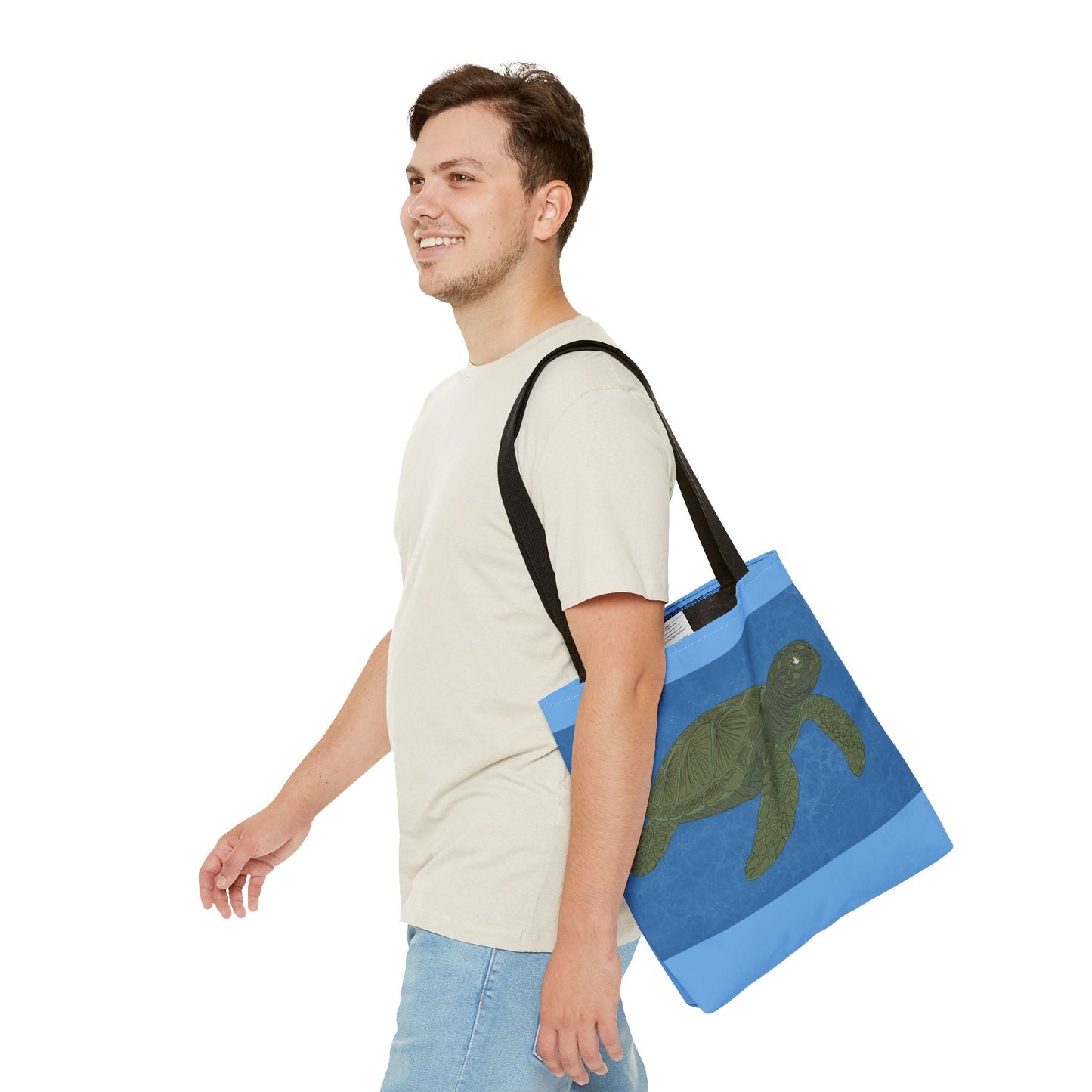 Sea Turtle Tote Bag — Ocean Blue AOP Beach Shopper - Atlas of Imaginary Worlds