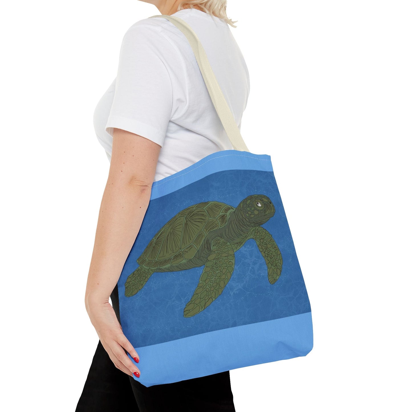 Sea Turtle Tote Bag — Ocean Blue AOP Beach Shopper - Atlas of Imaginary Worlds