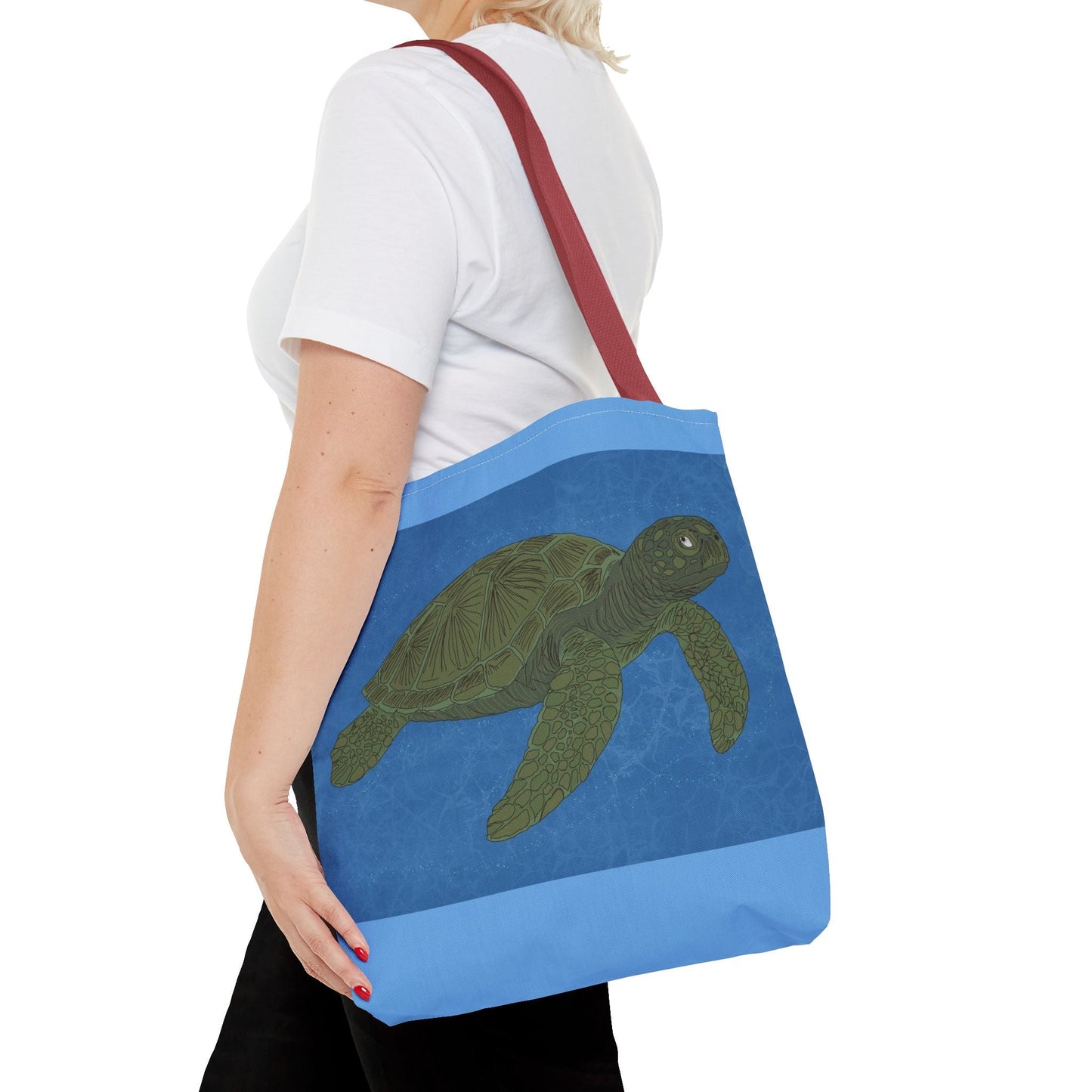 Sea Turtle Tote Bag — Ocean Blue AOP Beach Shopper - Atlas of Imaginary Worlds
