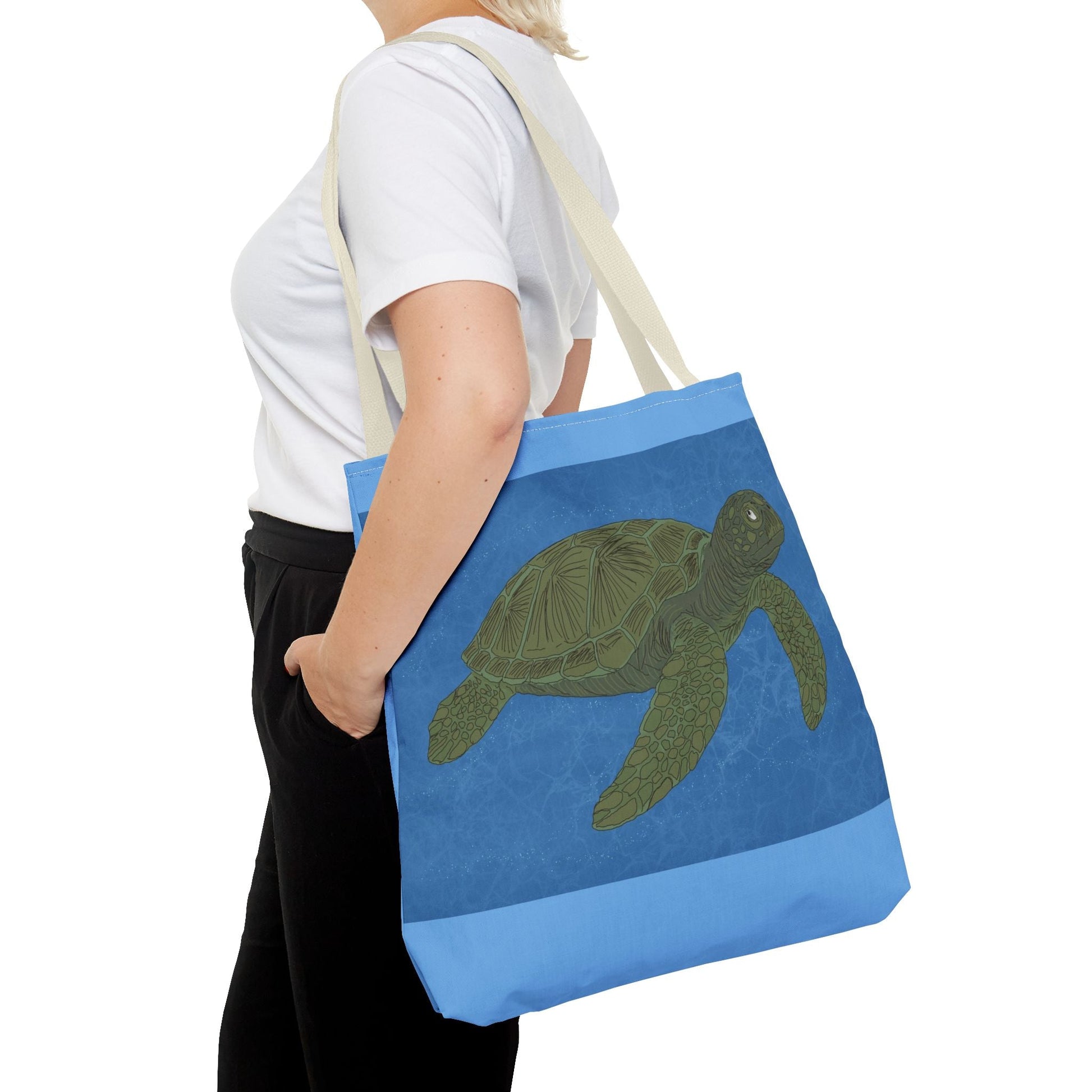 Sea Turtle Tote Bag — Ocean Blue AOP Beach Shopper - Atlas of Imaginary Worlds