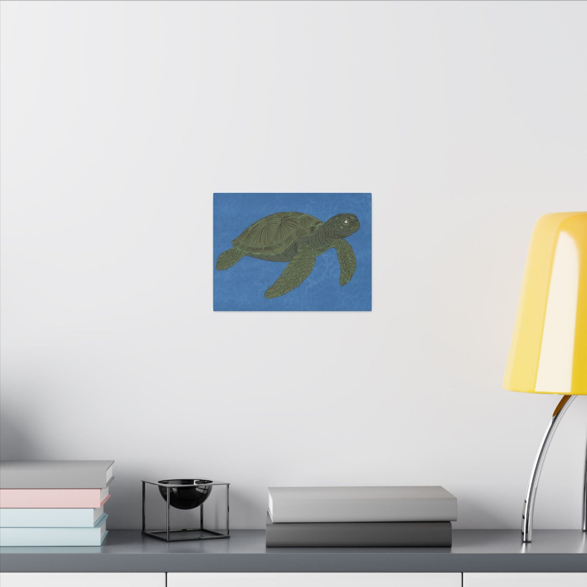 Sea Turtle Wall Art Canvas — Green Turtle Ocean Print - Atlas of Imaginary Worlds