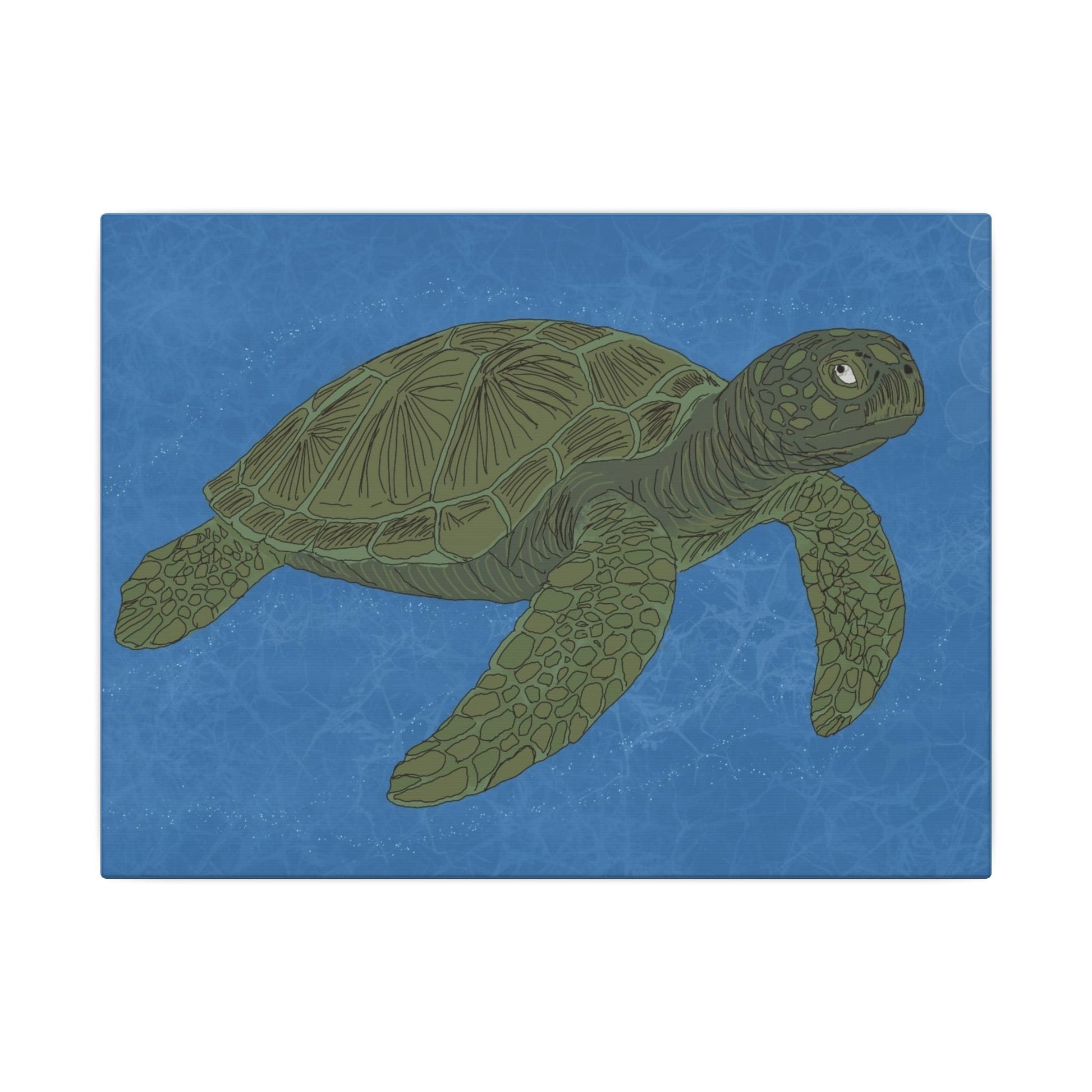 Sea Turtle Wall Art Canvas — Green Turtle Ocean Print - Atlas of Imaginary Worlds