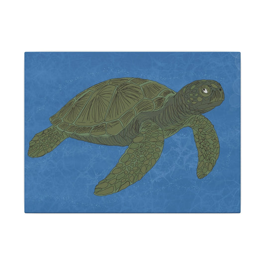 Sea Turtle Wall Art Canvas — Green Turtle Ocean Print - Atlas of Imaginary Worlds