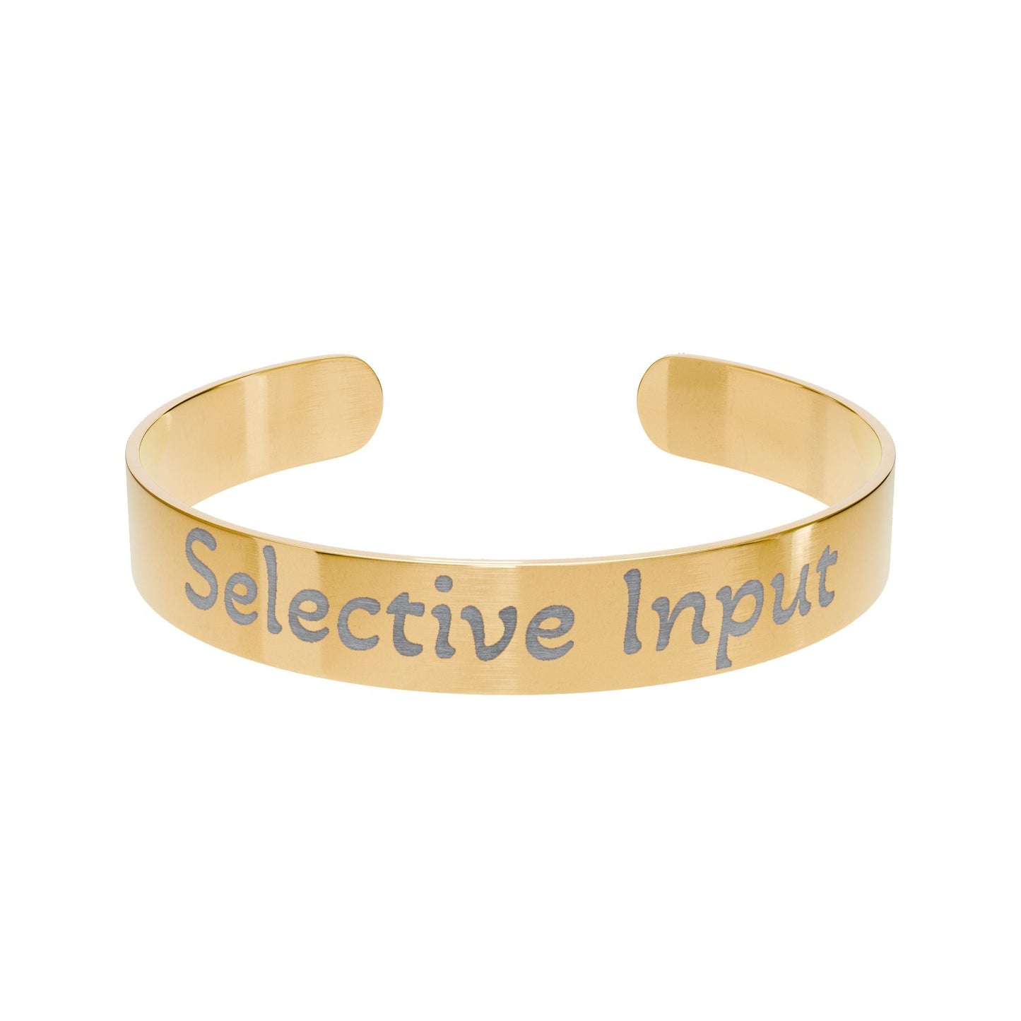 "Selective Input" - Gold Engraved Cuff Bracelet - Atlas of Imaginary Worlds