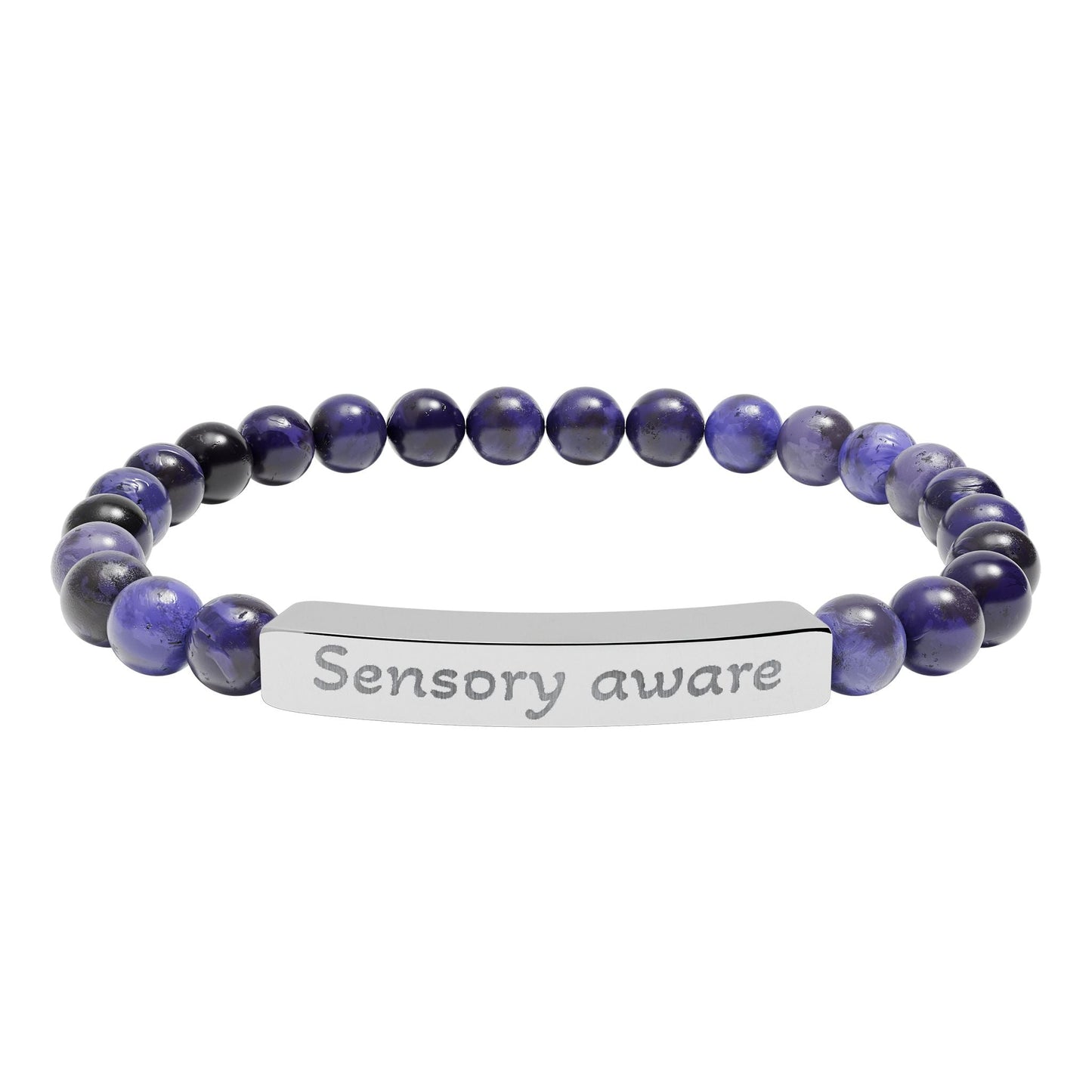 'Sensory aware' - Engraved Natural Stone Bar Bracelet - Atlas of Imaginary Worlds