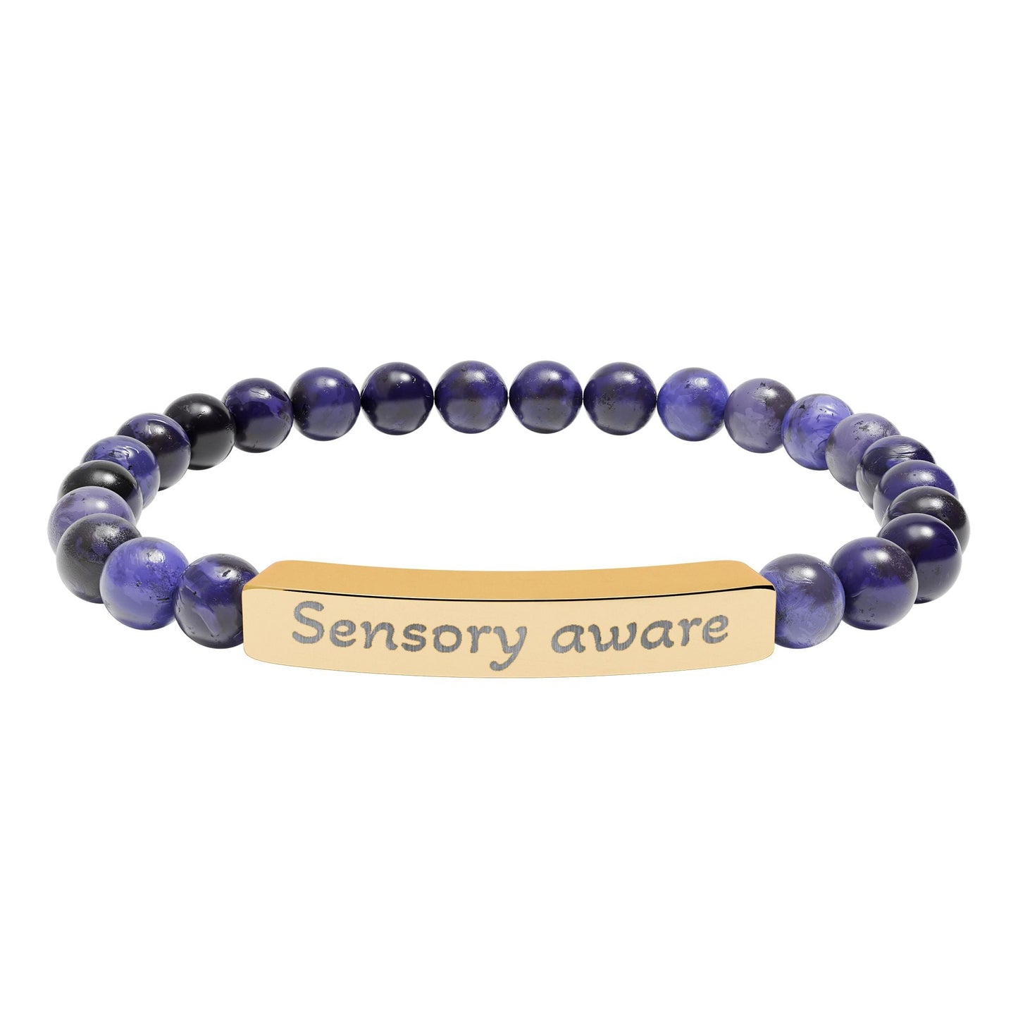 'Sensory aware' - Engraved Natural Stone Bar Bracelet - Atlas of Imaginary Worlds