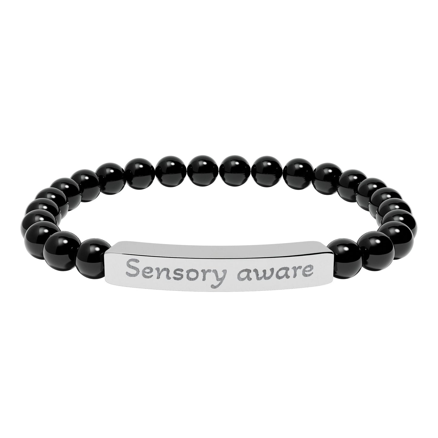 'Sensory aware' - Engraved Natural Stone Bar Bracelet - Atlas of Imaginary Worlds