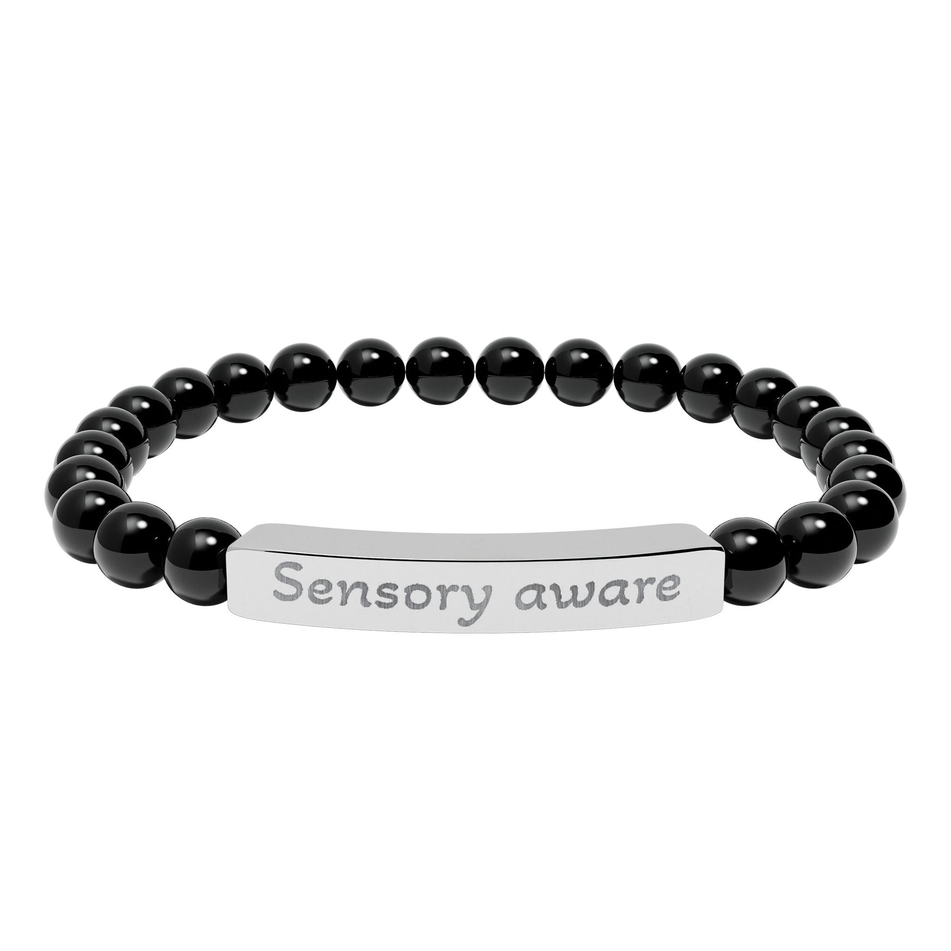 'Sensory aware' - Engraved Natural Stone Bar Bracelet - Atlas of Imaginary Worlds