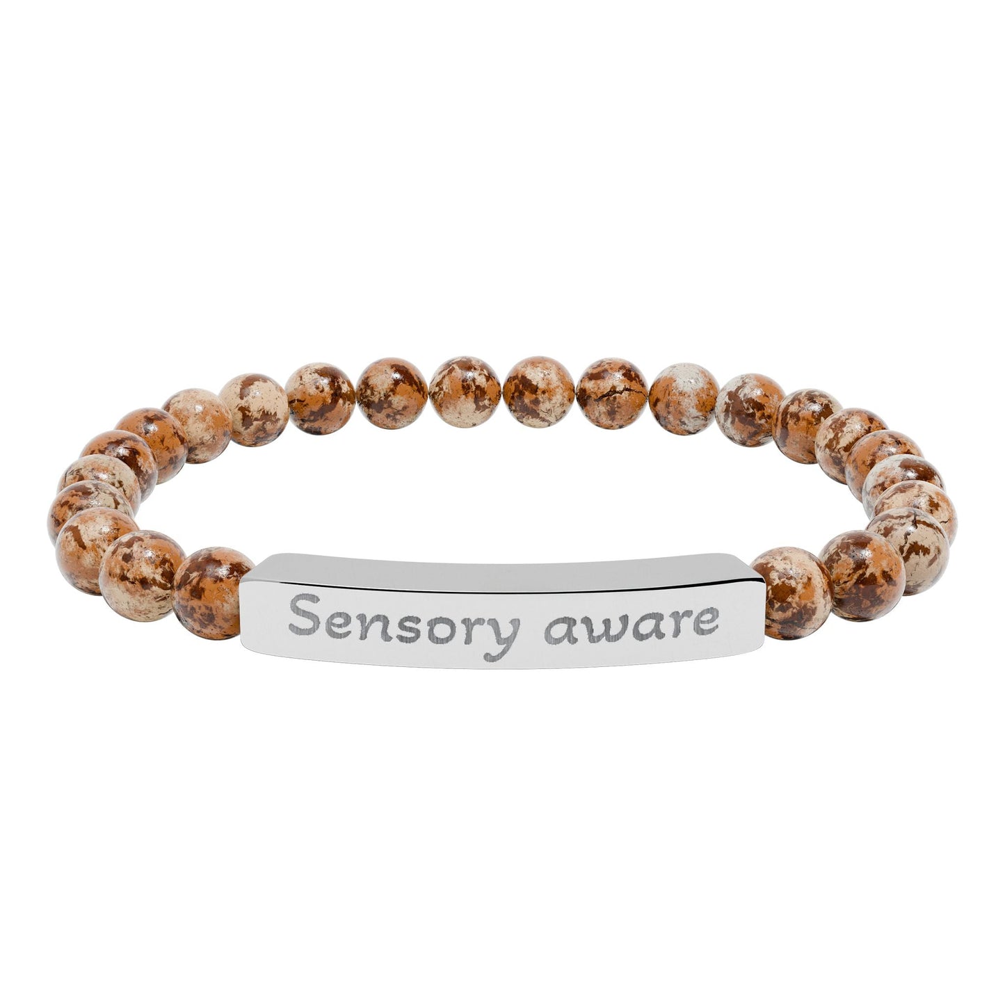 'Sensory aware' - Engraved Natural Stone Bar Bracelet - Atlas of Imaginary Worlds