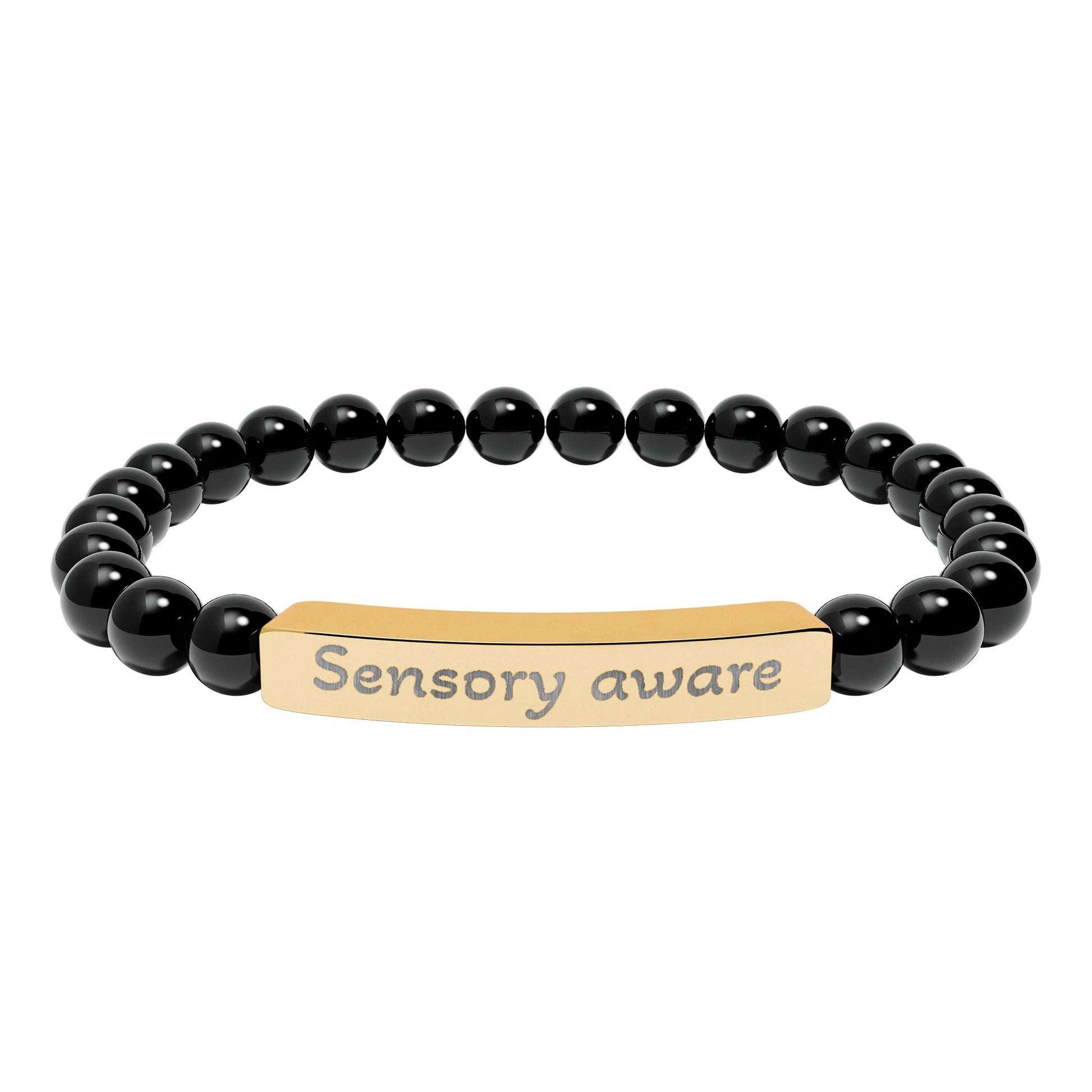 'Sensory aware' - Engraved Natural Stone Bar Bracelet - Atlas of Imaginary Worlds