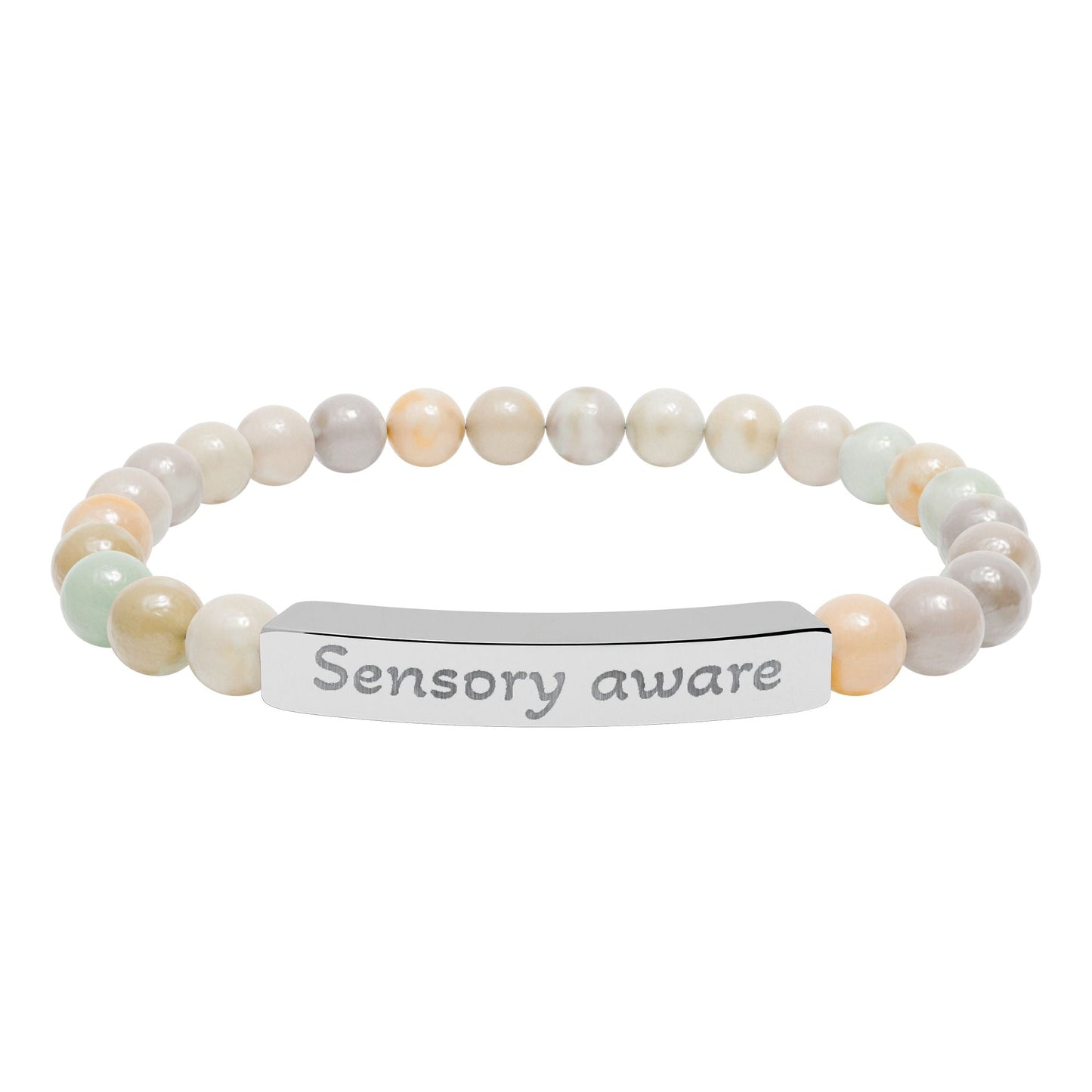 'Sensory aware' - Engraved Natural Stone Bar Bracelet - Atlas of Imaginary Worlds