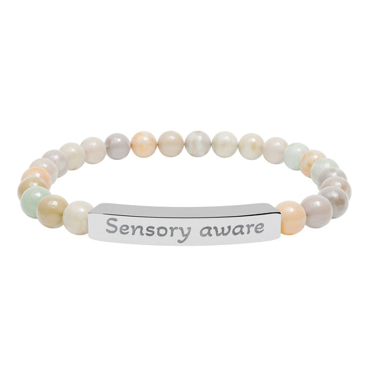 'Sensory aware' - Engraved Natural Stone Bar Bracelet - Atlas of Imaginary Worlds