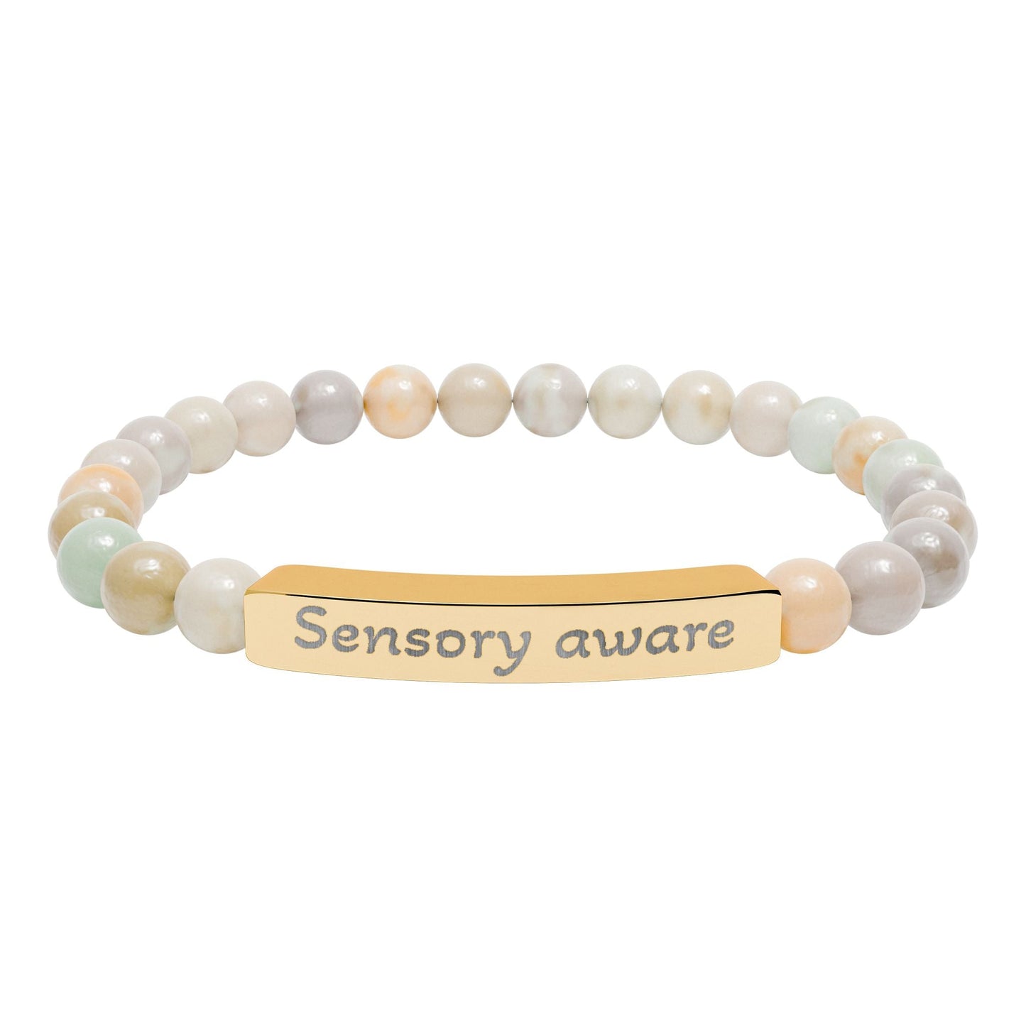 'Sensory aware' - Engraved Natural Stone Bar Bracelet - Atlas of Imaginary Worlds