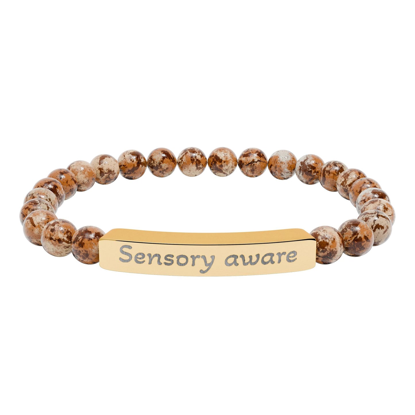 'Sensory aware' - Engraved Natural Stone Bar Bracelet - Atlas of Imaginary Worlds