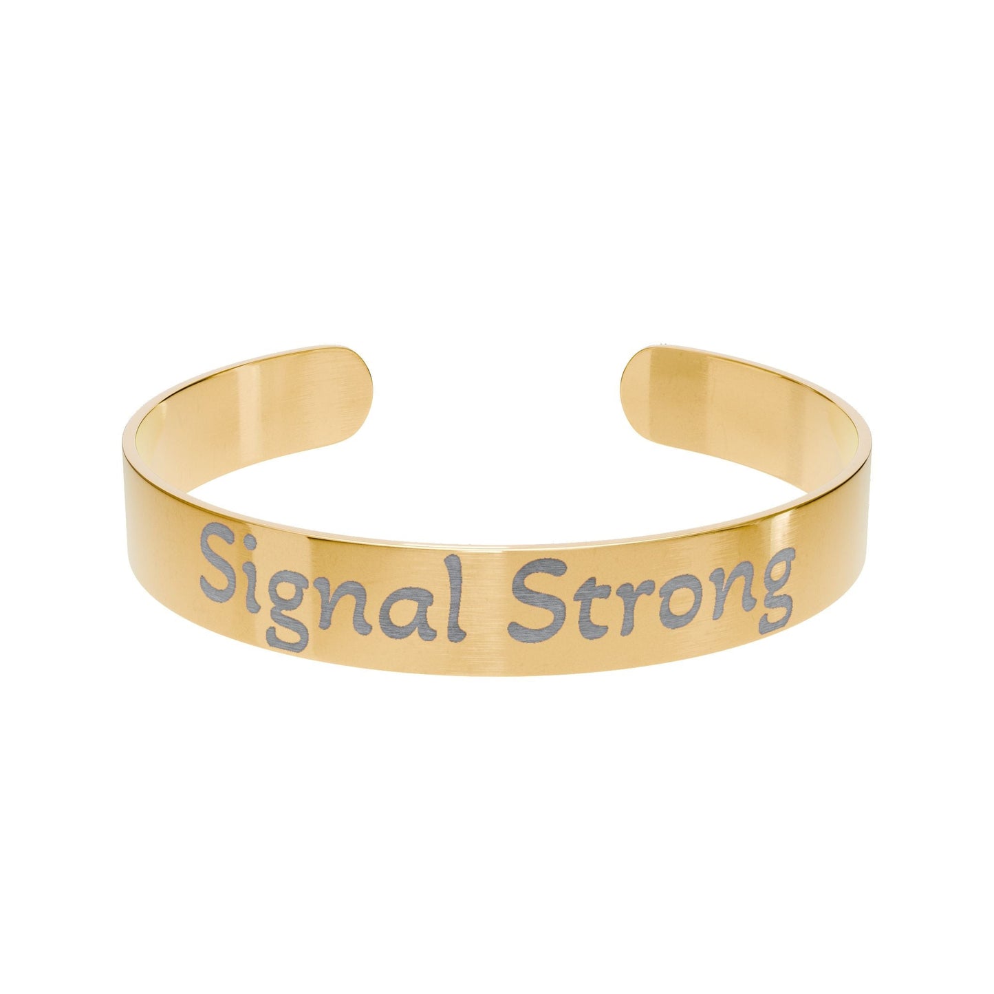 "Signal Strong" - Gold Engraved Cuff Bracelet - Atlas of Imaginary Worlds
