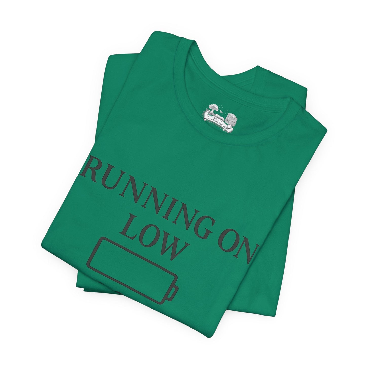 T-Shirt — "Running on Low Social Battery, Please Stand By" Graphic Tee - Atlas of Imaginary Worlds