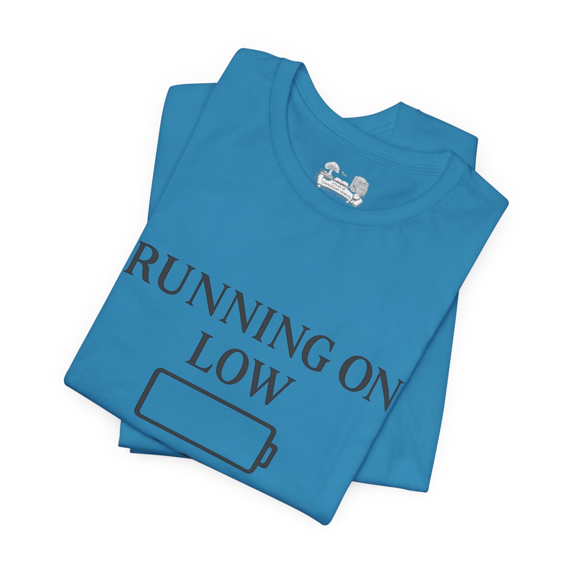 T-Shirt — "Running on Low Social Battery, Please Stand By" Graphic Tee - Atlas of Imaginary Worlds