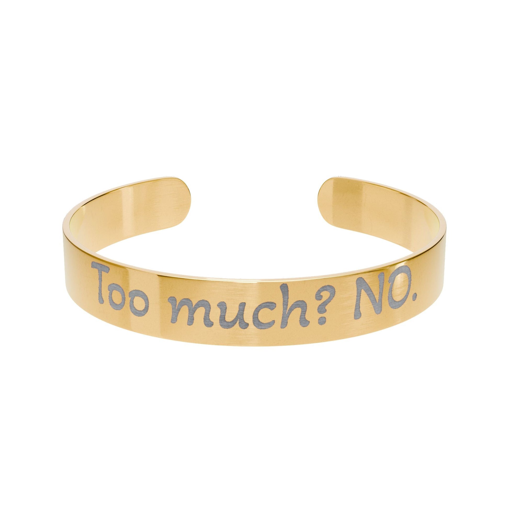 "Too much? NO." - Gold Engraved Cuff Bracelet - Atlas of Imaginary Worlds