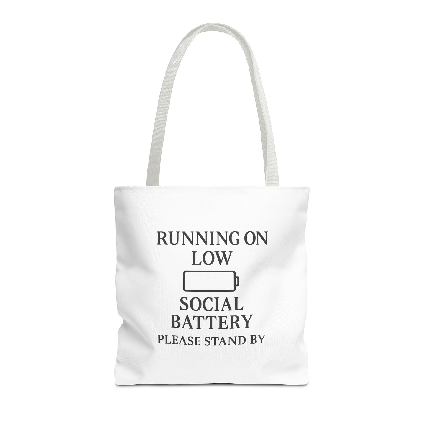 Tote Bag — "Running on Low Social Battery / Recharging" Printed Canvas Tote - Atlas of Imaginary Worlds