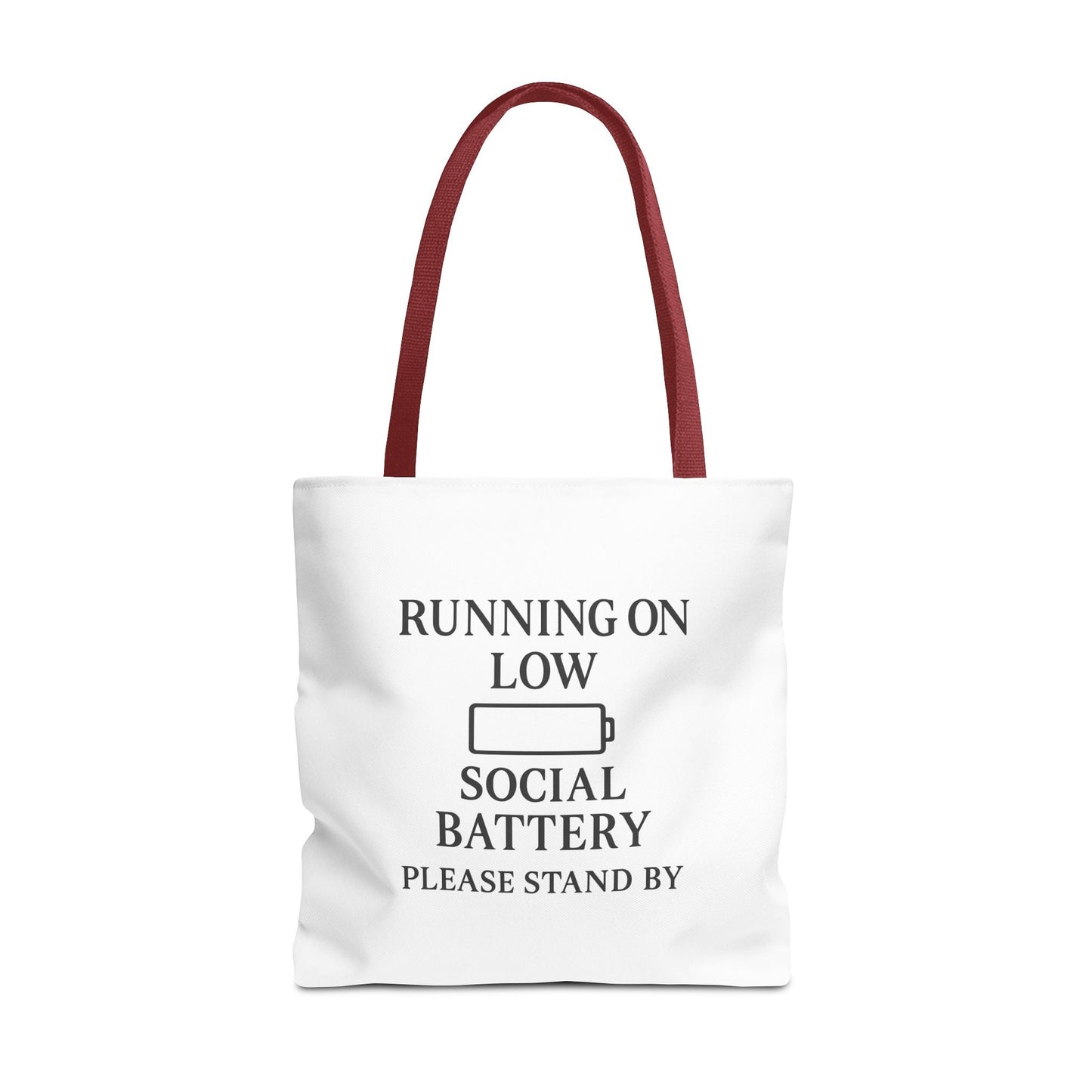 Tote Bag — "Running on Low Social Battery / Recharging" Printed Canvas Tote - Atlas of Imaginary Worlds