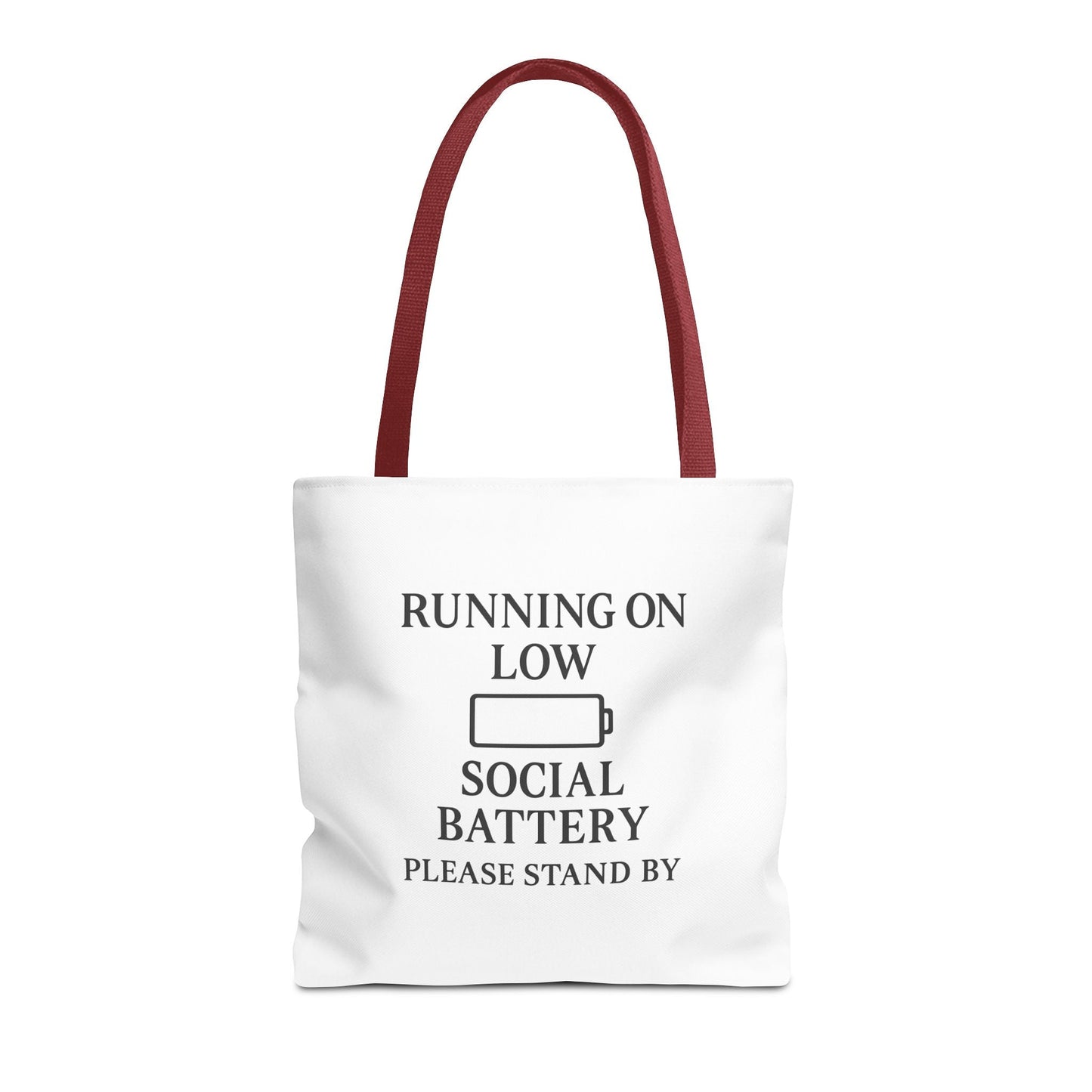 Tote Bag — "Running on Low Social Battery / Recharging" Printed Canvas Tote - Atlas of Imaginary Worlds