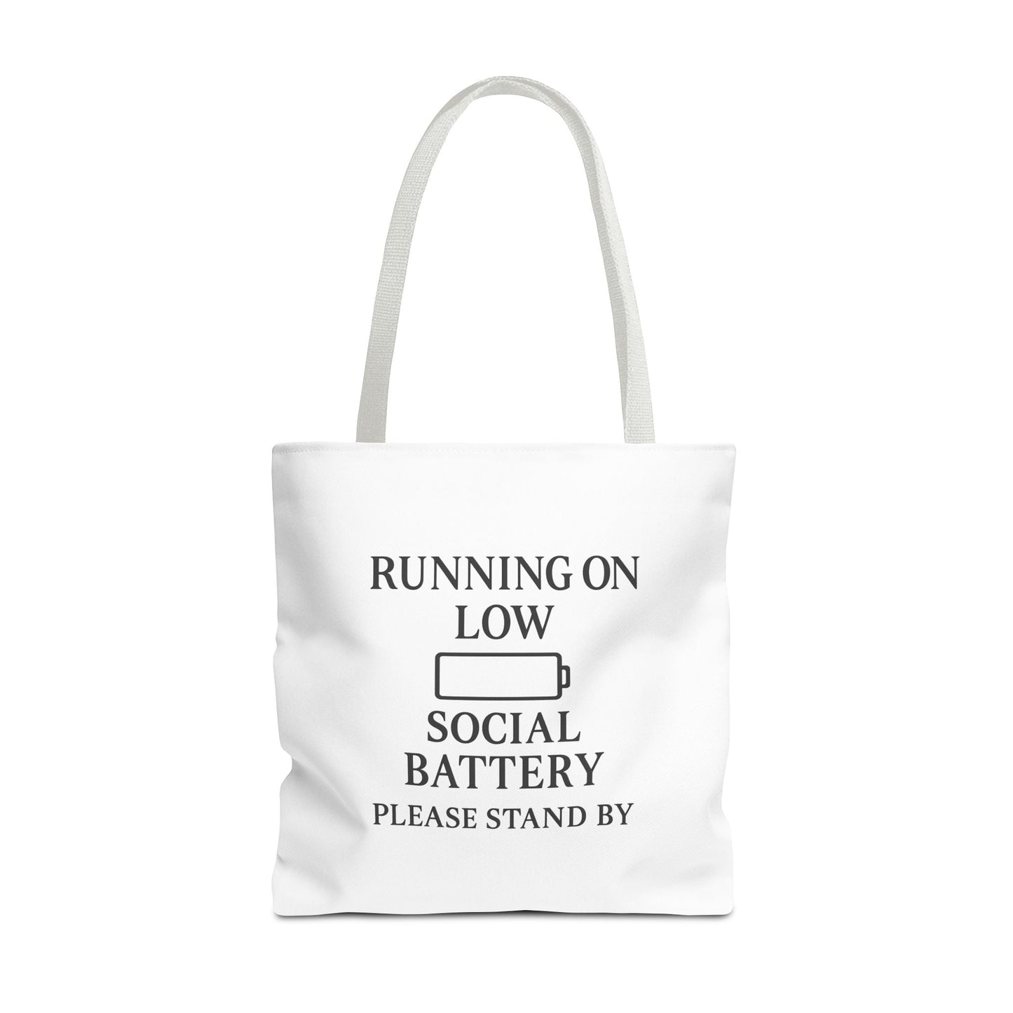 Tote Bag — "Running on Low Social Battery / Recharging" Printed Canvas Tote - Atlas of Imaginary Worlds