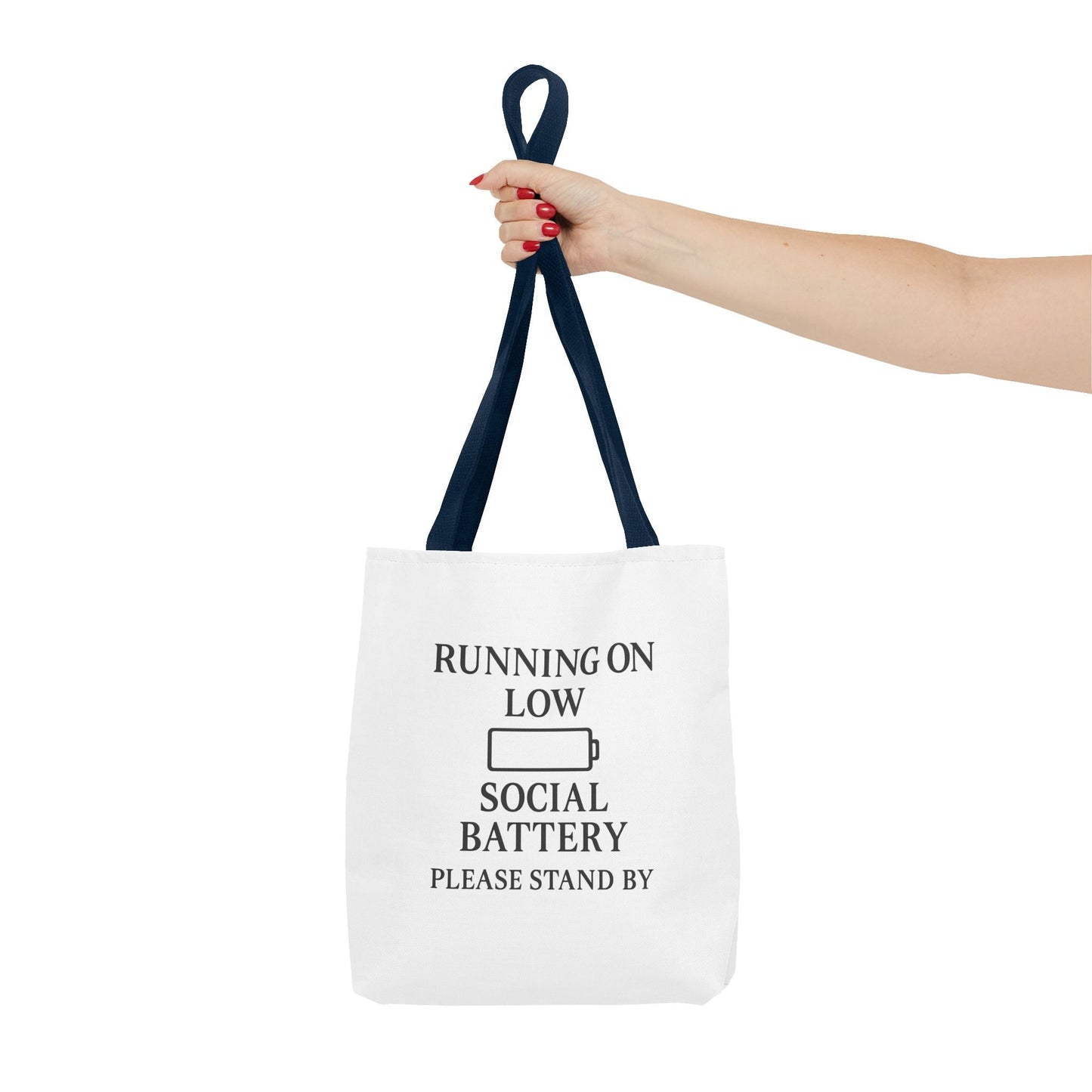 Tote Bag — "Running on Low Social Battery / Recharging" Printed Canvas Tote - Atlas of Imaginary Worlds