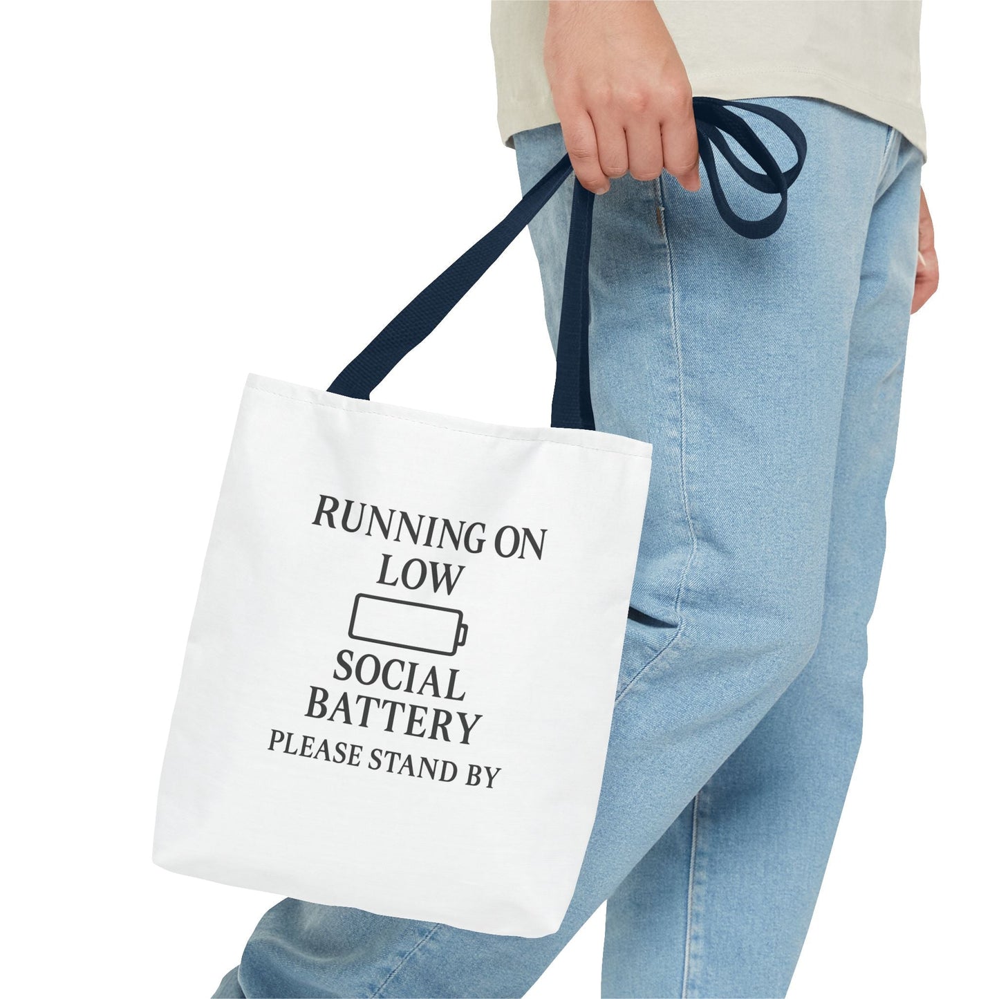 Tote Bag — "Running on Low Social Battery / Recharging" Printed Canvas Tote - Atlas of Imaginary Worlds