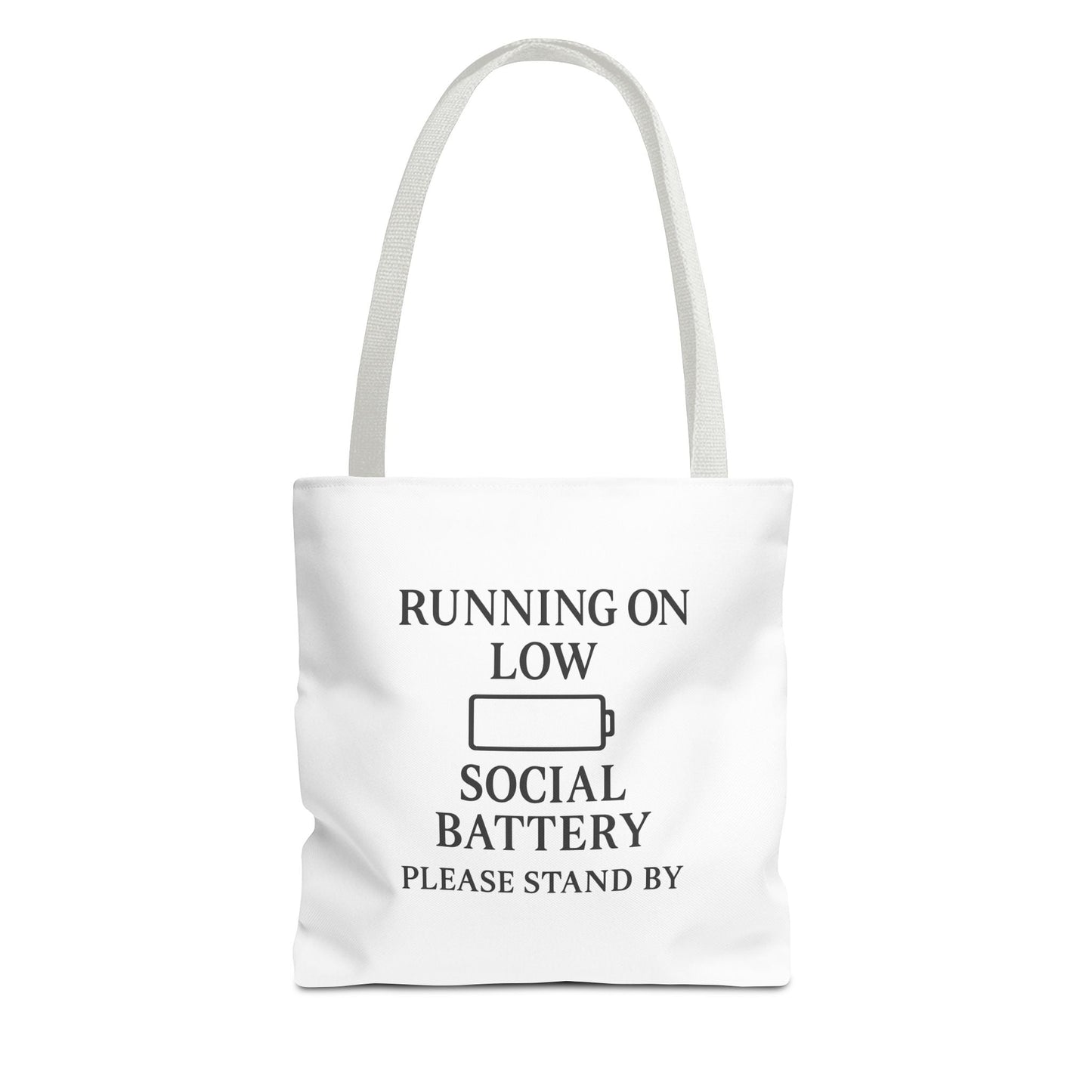 Tote Bag — "Running on Low Social Battery / Recharging" Printed Canvas Tote - Atlas of Imaginary Worlds