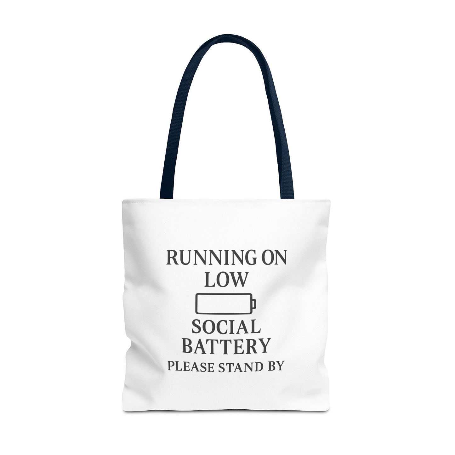 Tote Bag — "Running on Low Social Battery / Recharging" Printed Canvas Tote - Atlas of Imaginary Worlds