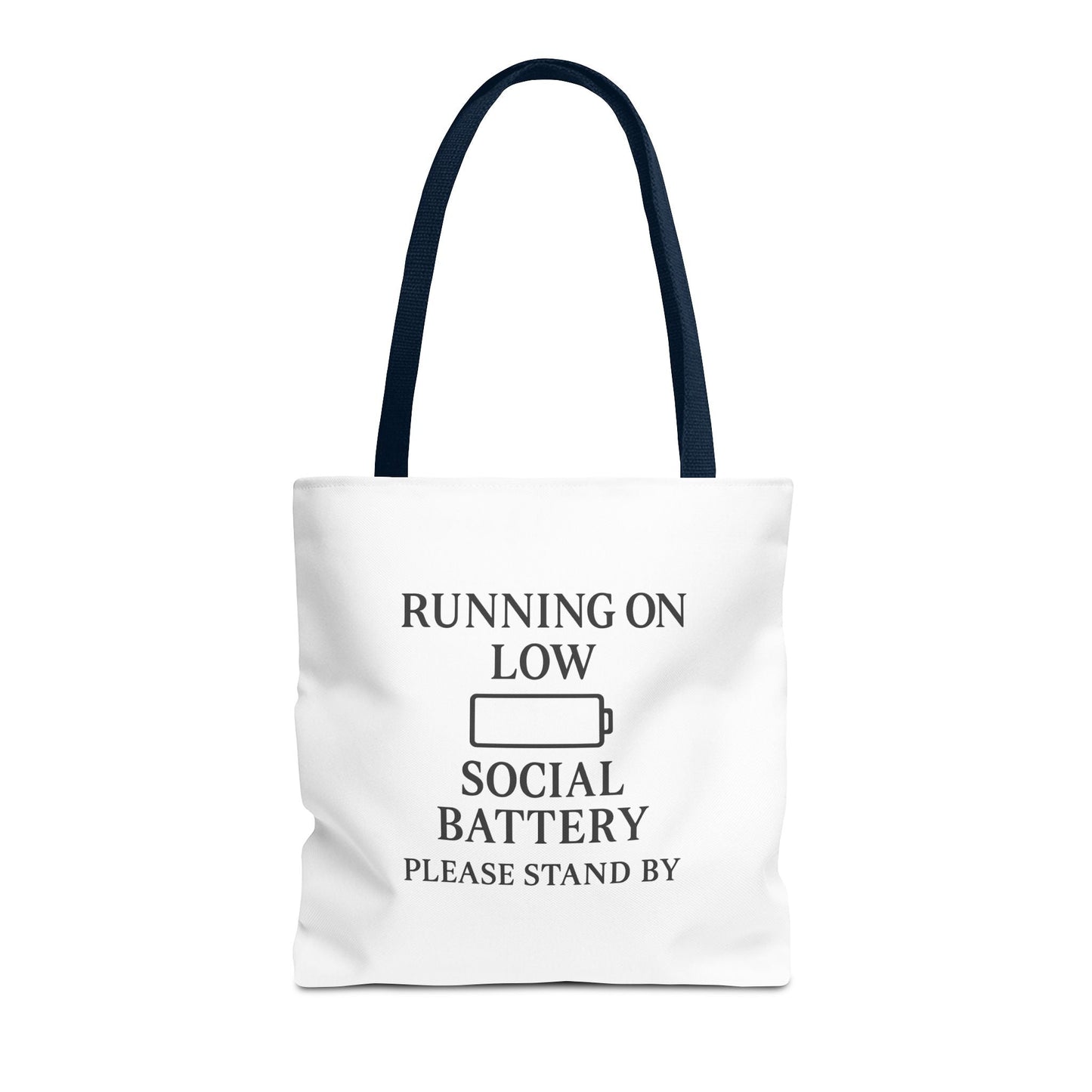 Tote Bag — "Running on Low Social Battery / Recharging" Printed Canvas Tote - Atlas of Imaginary Worlds