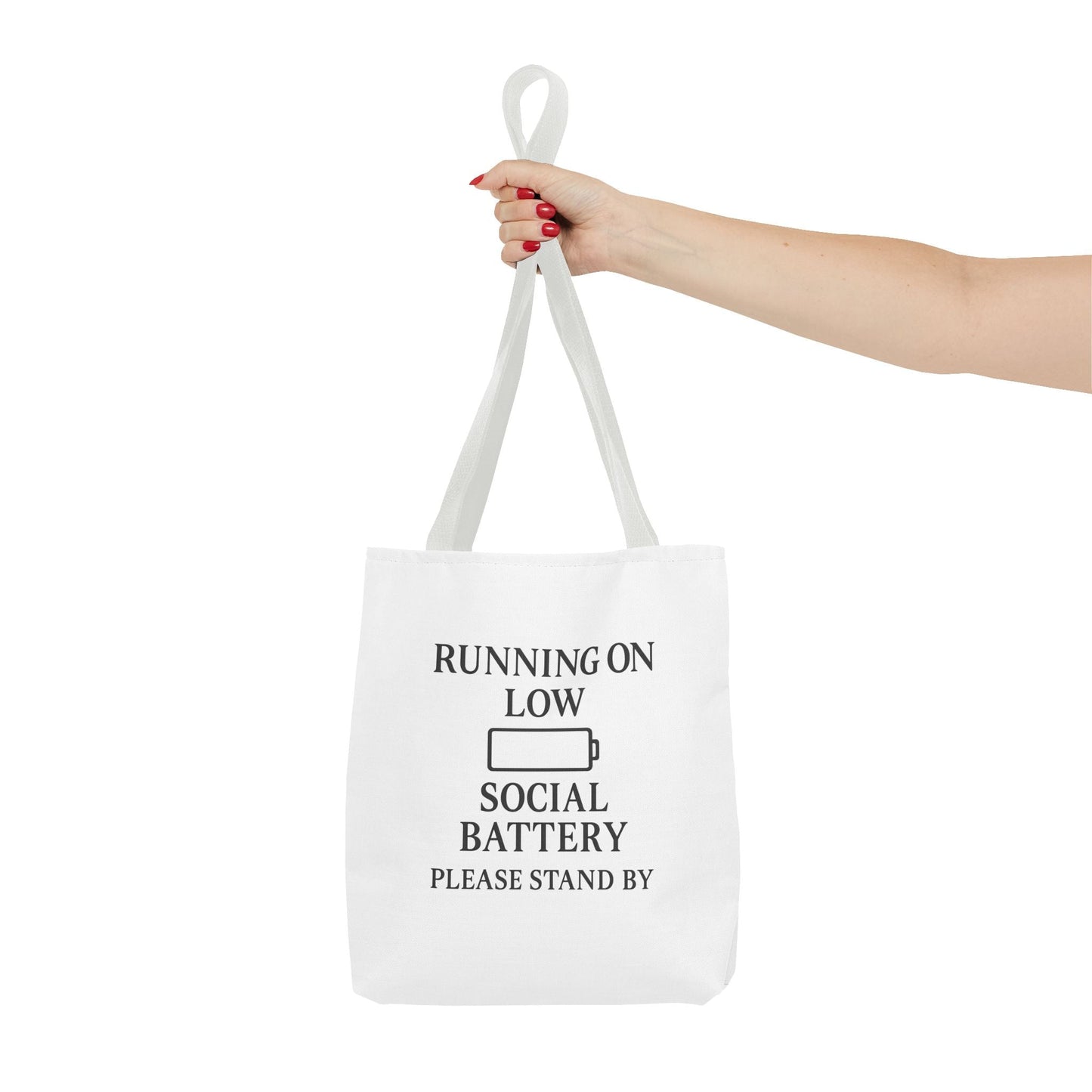 Tote Bag — "Running on Low Social Battery / Recharging" Printed Canvas Tote - Atlas of Imaginary Worlds