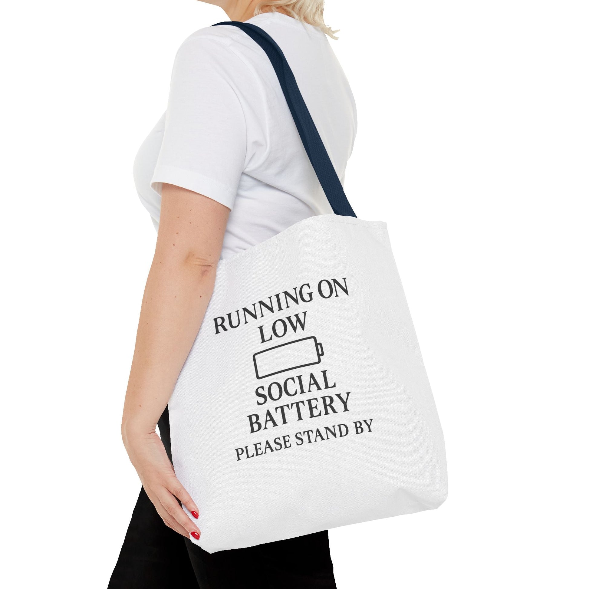 Tote Bag — "Running on Low Social Battery / Recharging" Printed Canvas Tote - Atlas of Imaginary Worlds