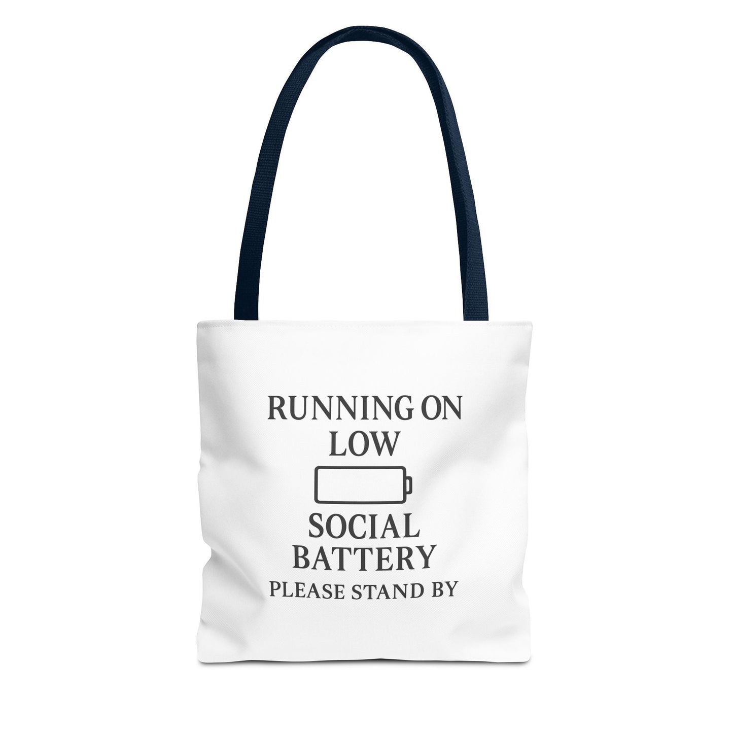 Tote Bag — "Running on Low Social Battery / Recharging" Printed Canvas Tote - Atlas of Imaginary Worlds