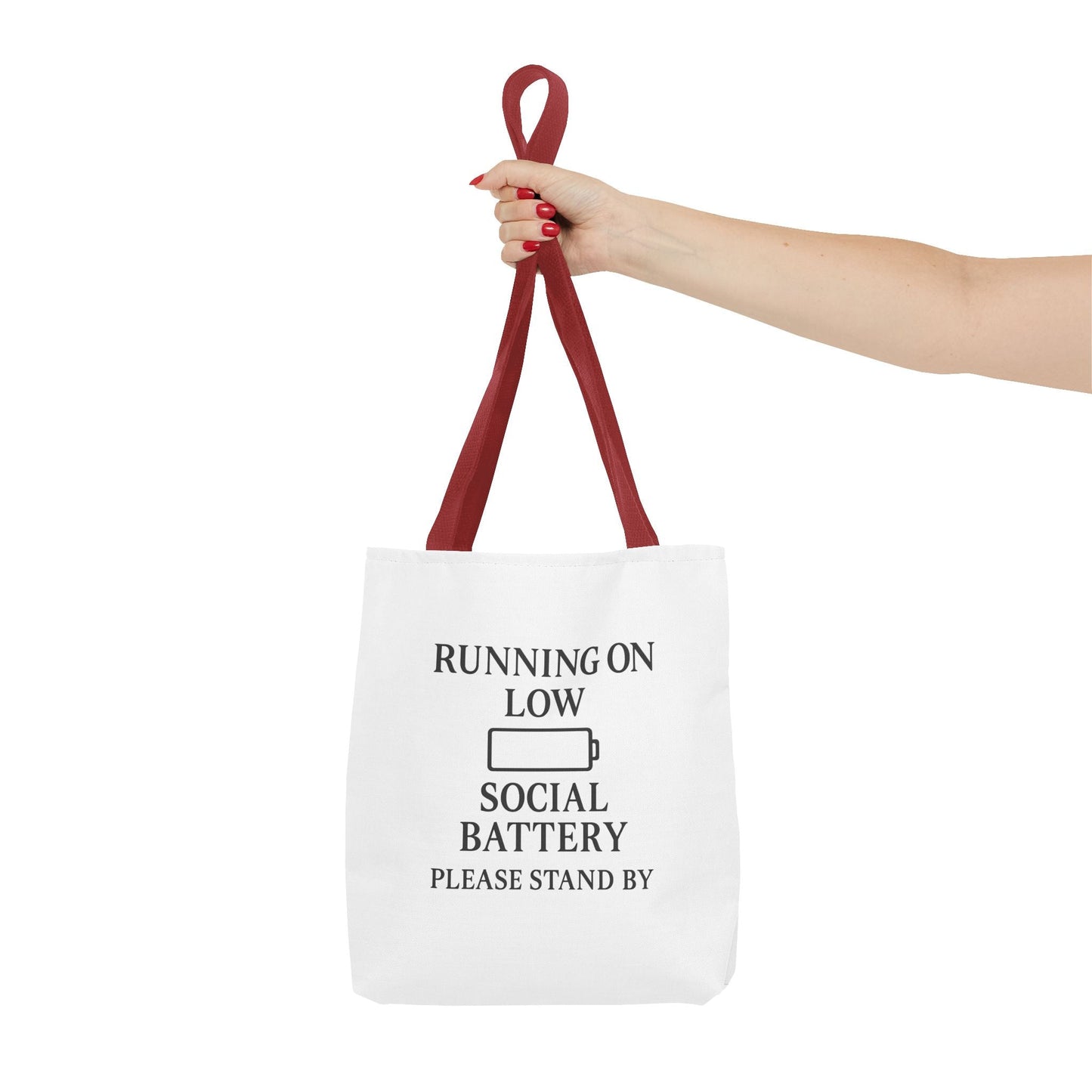 Tote Bag — "Running on Low Social Battery / Recharging" Printed Canvas Tote - Atlas of Imaginary Worlds