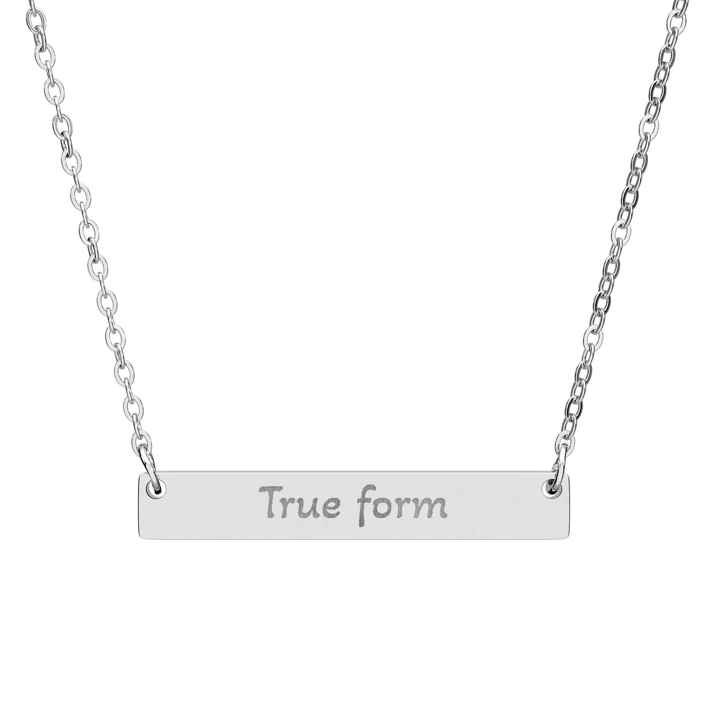 "True form" - Engraved Horizontal Bar Necklace - Atlas of Imaginary Worlds