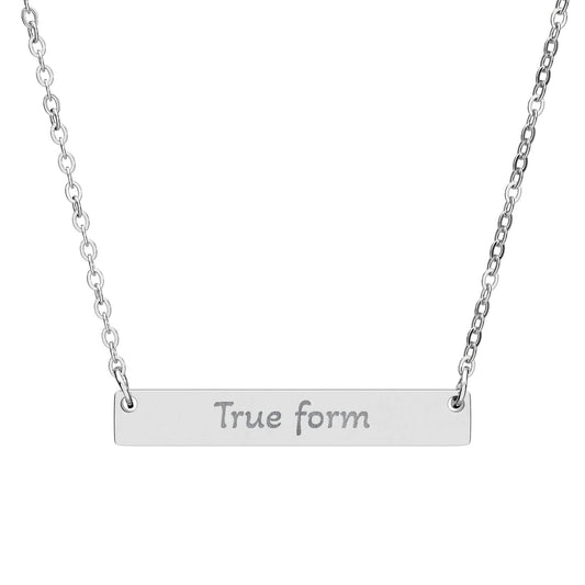 "True form" - Engraved Horizontal Bar Necklace - Atlas of Imaginary Worlds