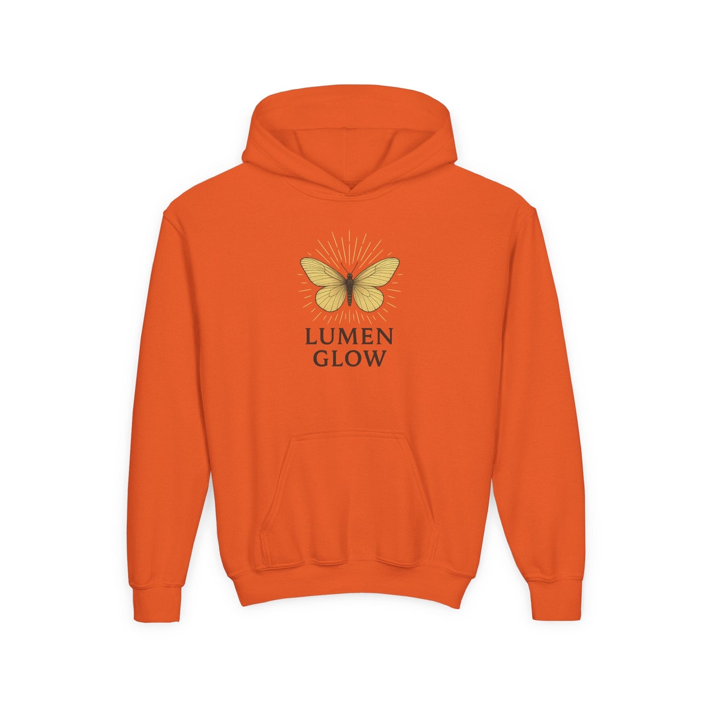 Youth Hoodie — Lumen Glow Yellow Butterfly Graphic - Atlas of Imaginary Worlds