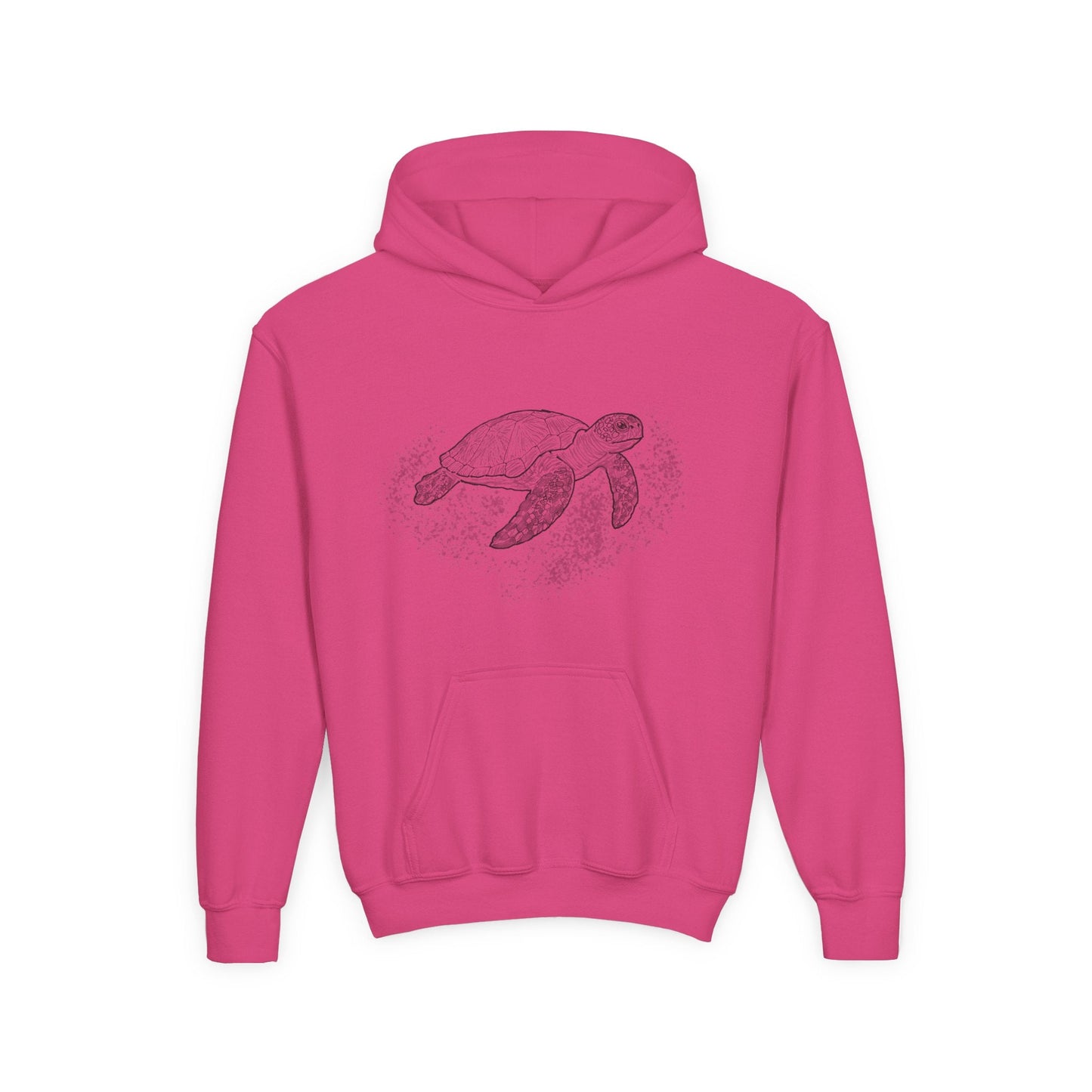 Youth Turtle Hoodie — Hand - Drawn Sea Turtle Graphic Kids Sweatshirt - Atlas of Imaginary Worlds