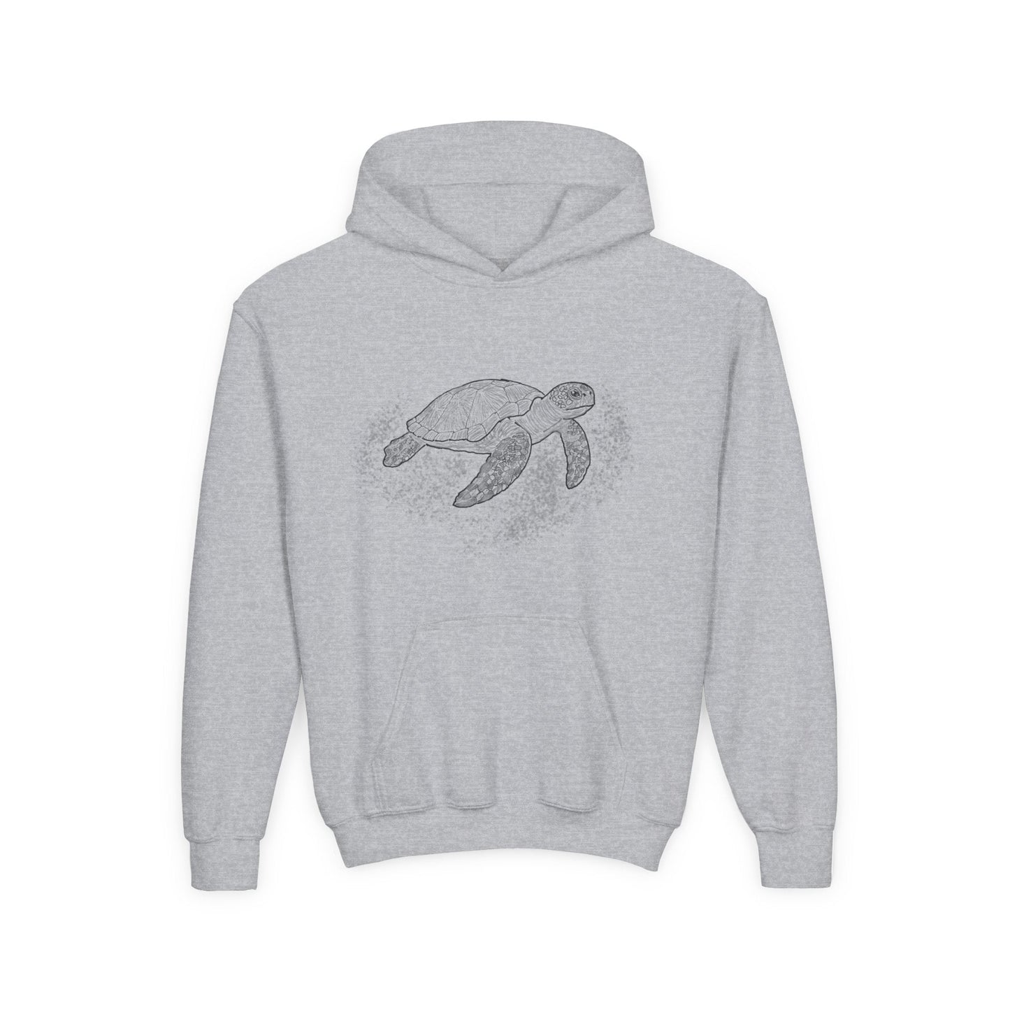 Youth Turtle Hoodie — Hand - Drawn Sea Turtle Graphic Kids Sweatshirt - Atlas of Imaginary Worlds