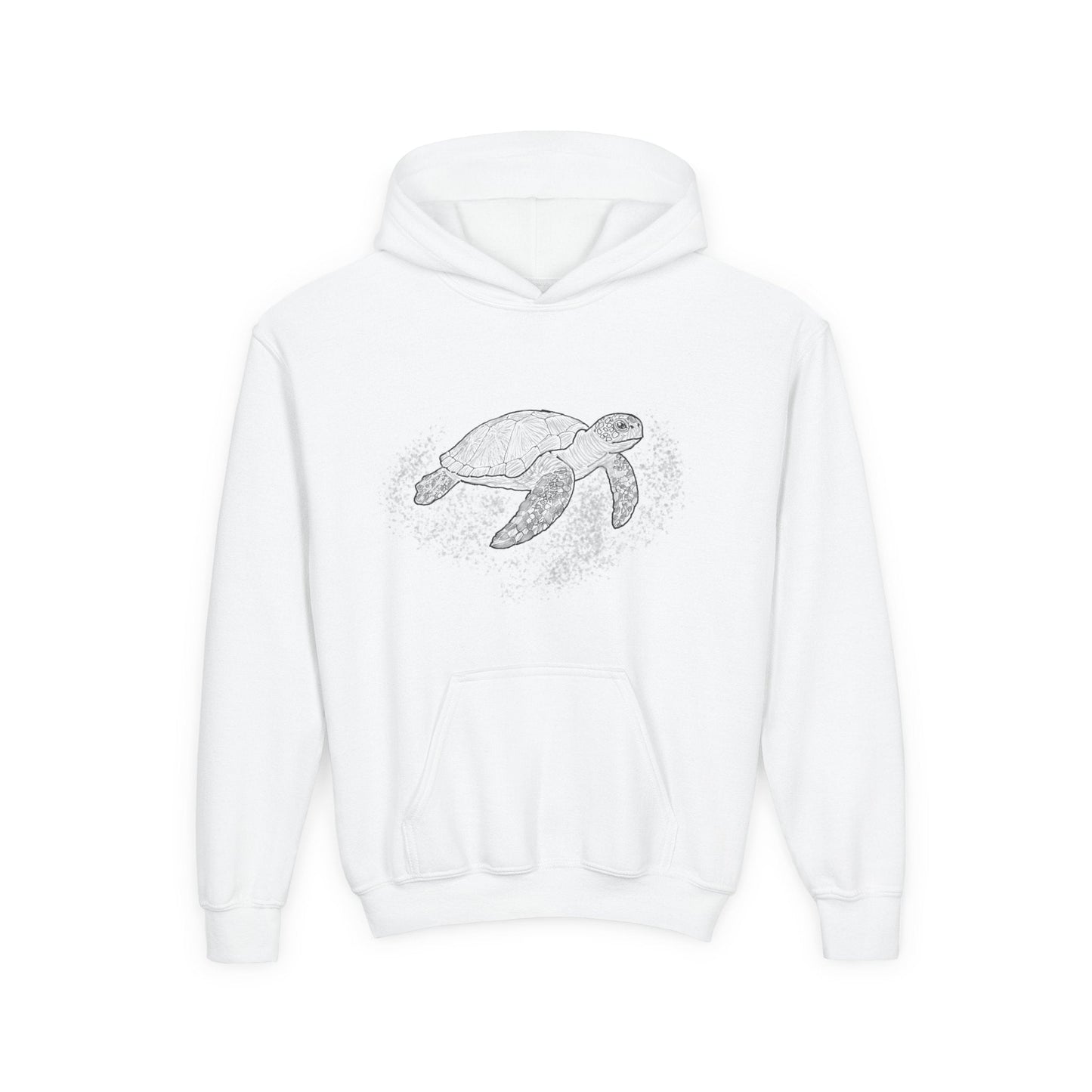 Youth Turtle Hoodie — Hand - Drawn Sea Turtle Graphic Kids Sweatshirt - Atlas of Imaginary Worlds