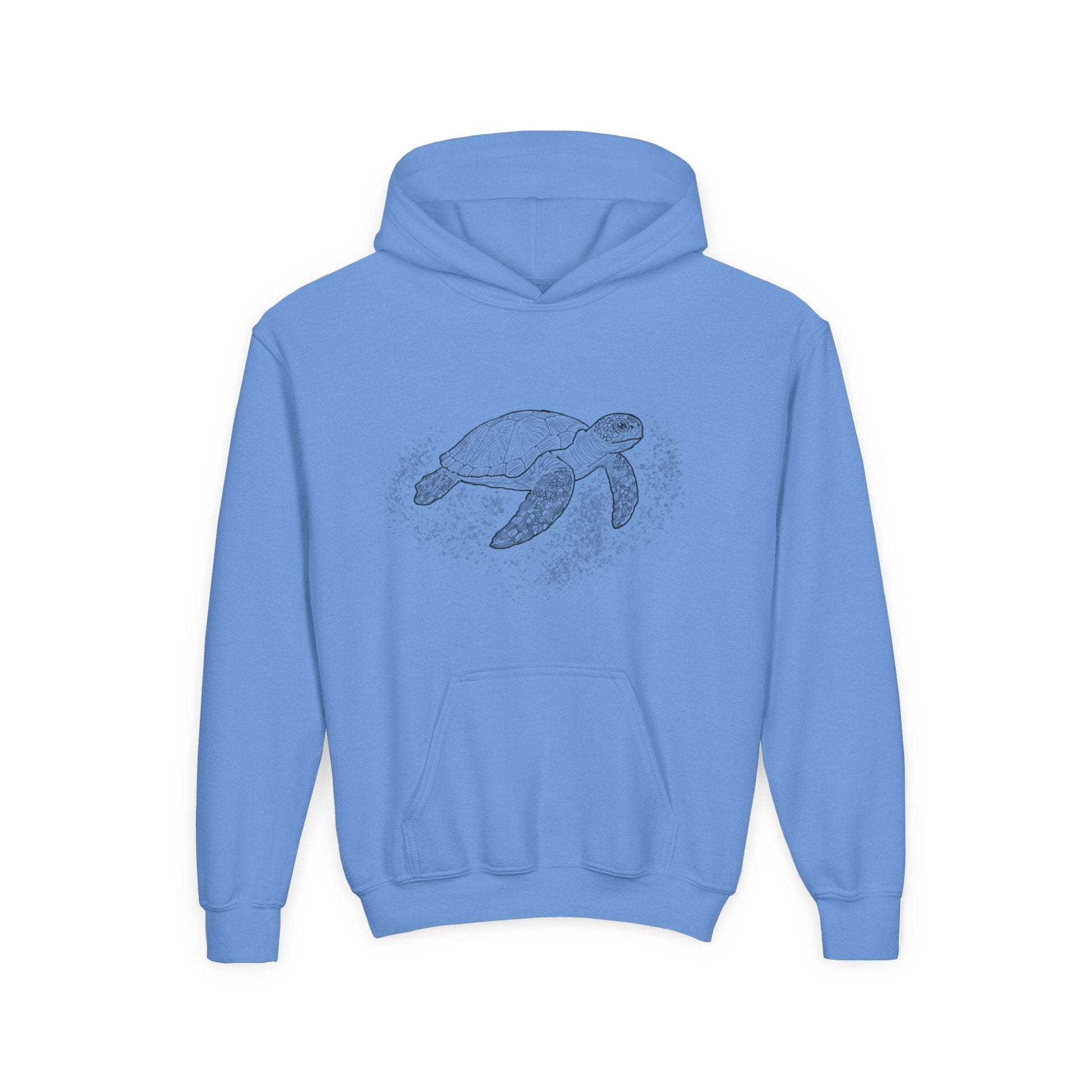 Youth Turtle Hoodie — Hand - Drawn Sea Turtle Graphic Kids Sweatshirt - Atlas of Imaginary Worlds